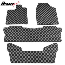 Fits 2016-2022 Honda Pilot Floor Mats Non-Slip Carpets Checkered Black Gray Plaid