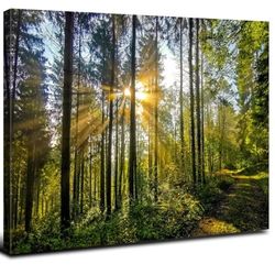 Luxury Forest Sunrise Wall Art – Large Framed Canvas (32” x 48”)