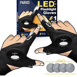 PARIGO LED Flashlight Gloves Gifts for Men - Valentines Day Gifts for Him Birthday Gifts for Dad Husband Him, Car Guy Unique Tool Cool Gadgets for Men