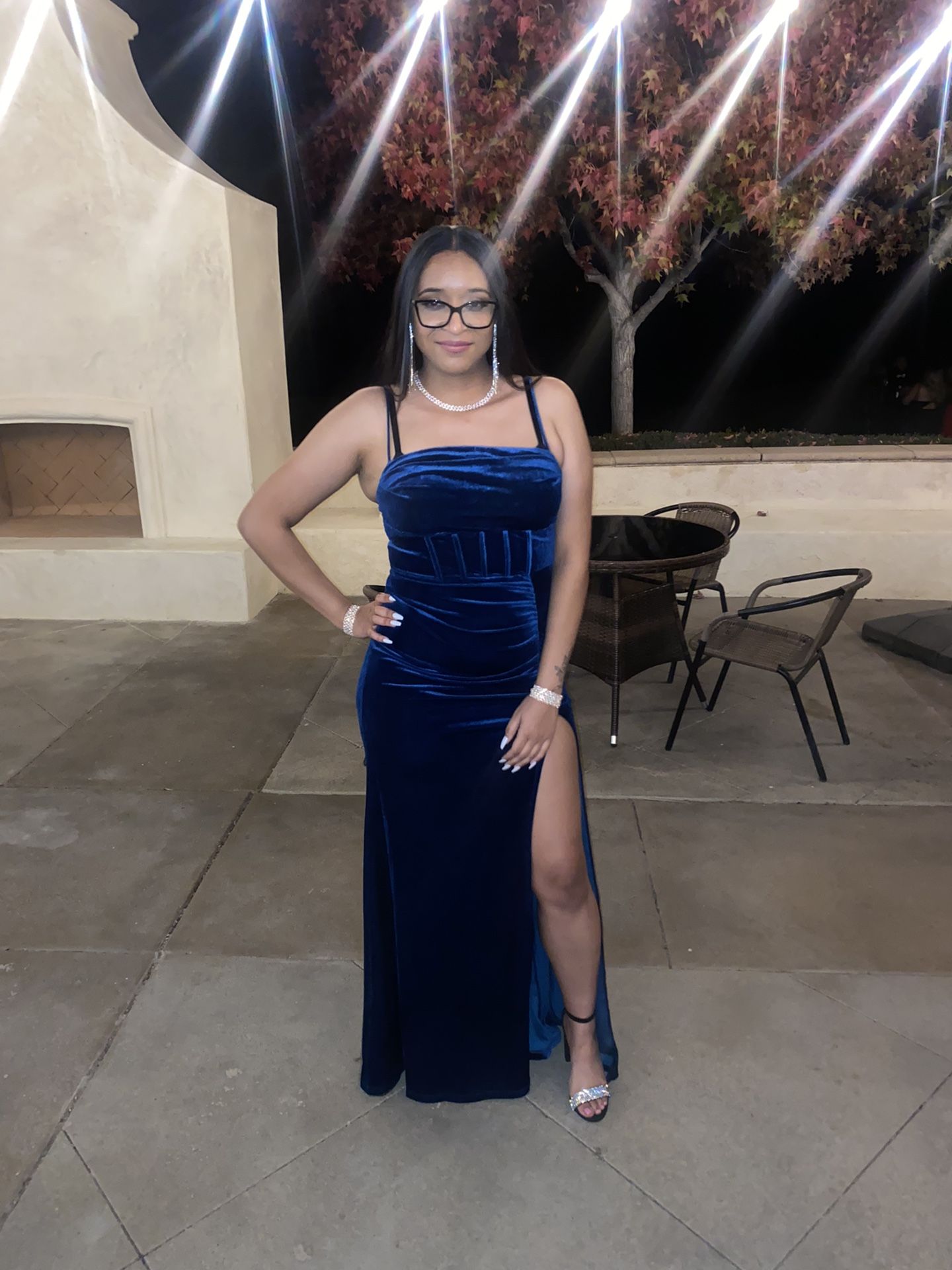 Size Large Long Maxi Slit Velvet Evening Dress.