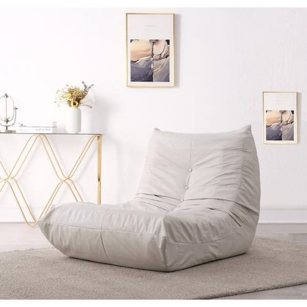 31.5 in. Armless Polyester Rectangle Lazy Sofa Floor Lounge Chair Living Room Bedroom Lazy Chair Bean Bag Sofa in White Brand New Sealed Package $150