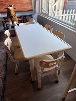 Adjustable Kids Activity Table + 6 Chairs – Preschool/Toddler Set