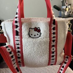 Hello Kitty white Sherpa tote bag