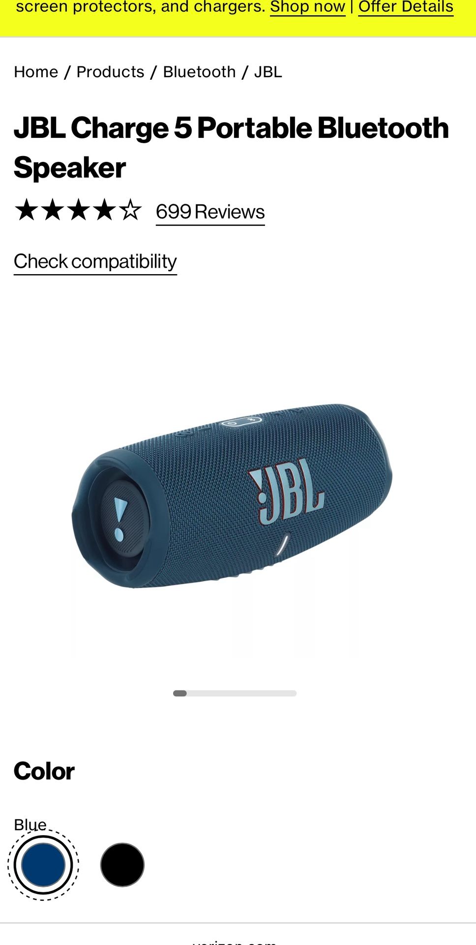 JBl charged 5 portable speaker
