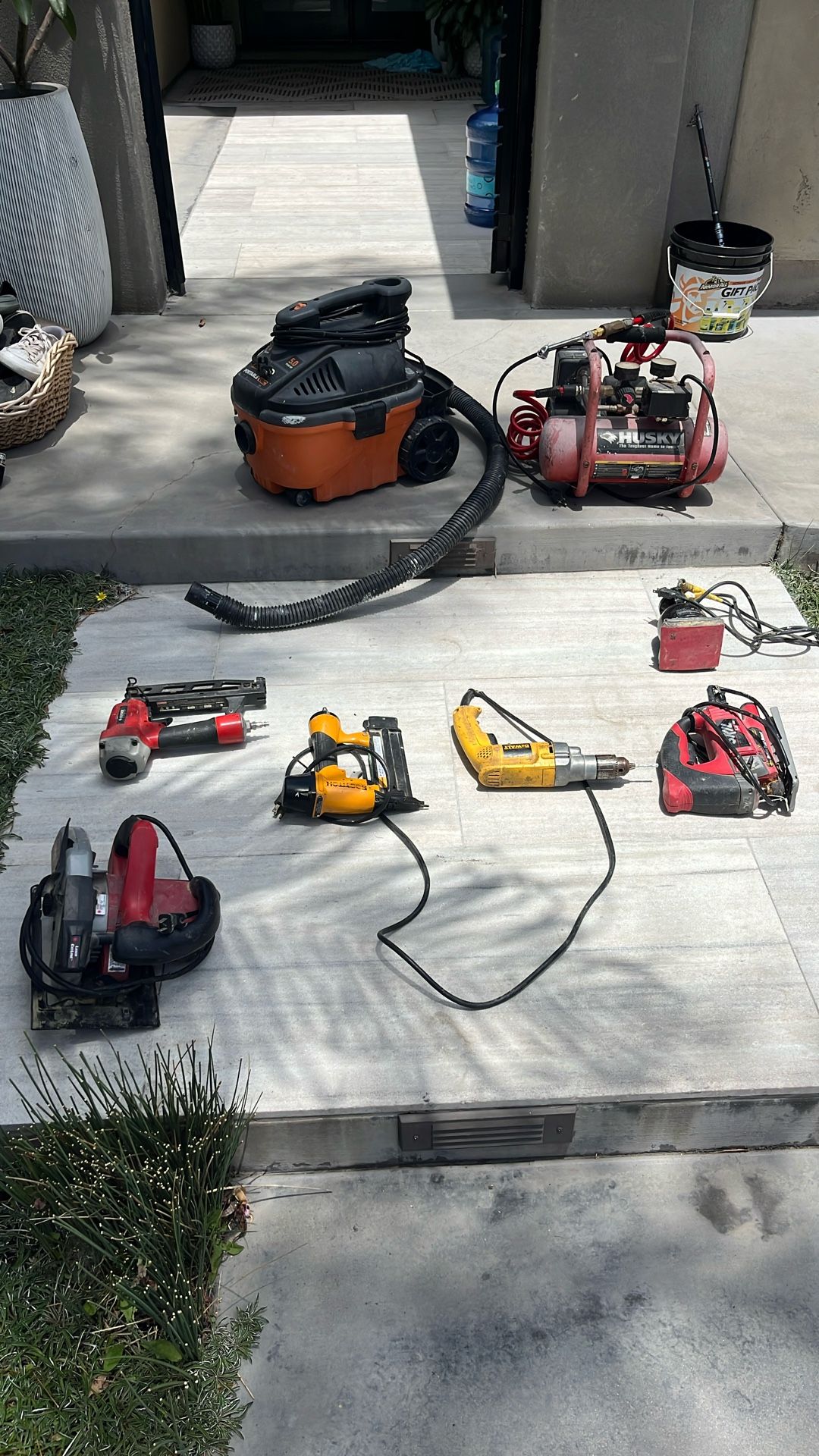 Tools: Compressor, Shop, Vac, Skil Saw, Sander, Finish Nailer….
