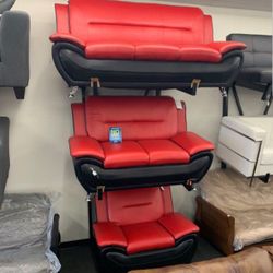 Matilda Red/Black 3-Piece Living Room Set /sofa and Loveseat 