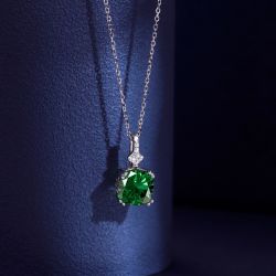 925 Silver Necklace With Green Stone