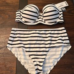 NWT High Waist Stripe Bikini