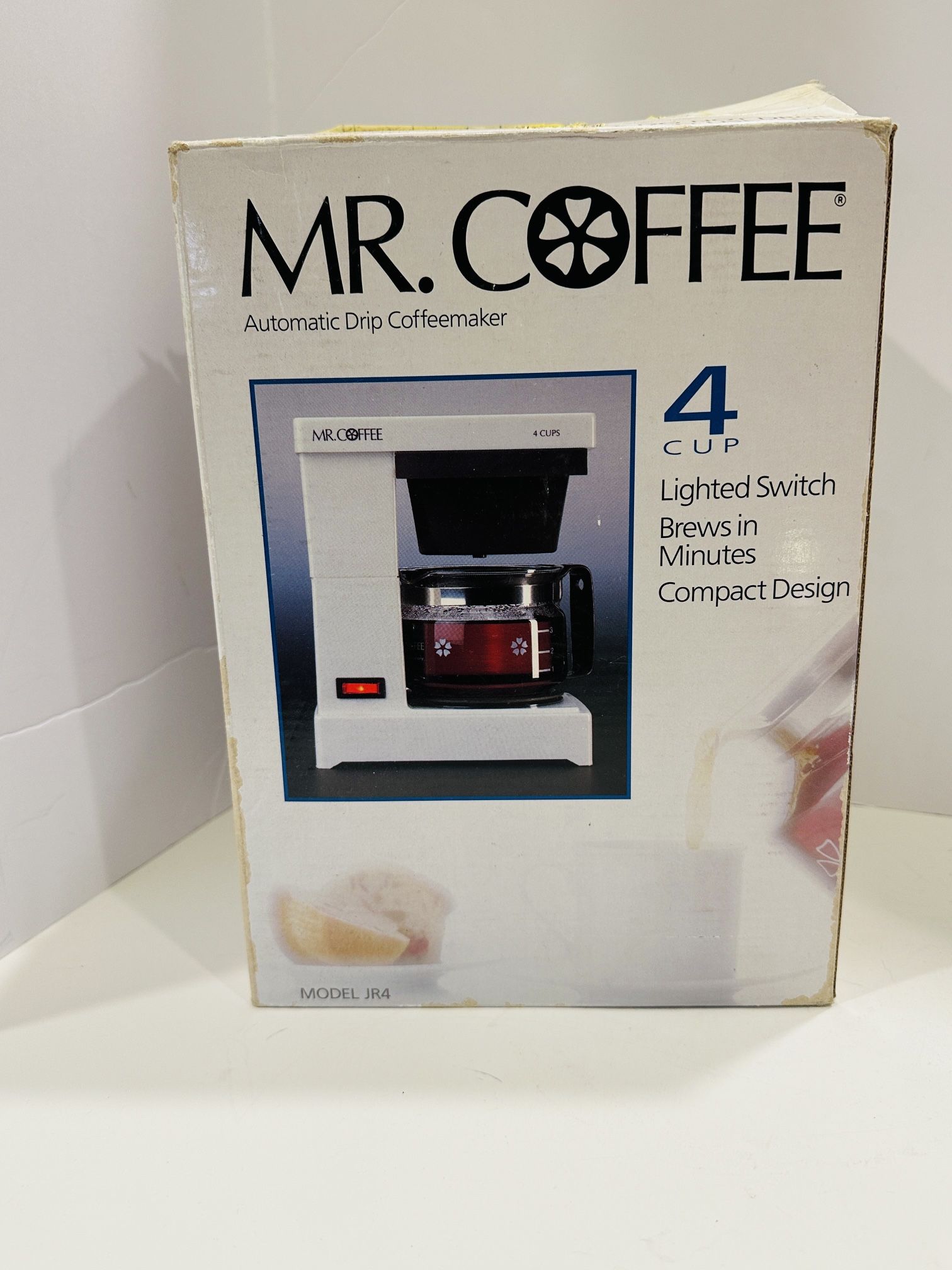 Vintage 1990 Mr Coffee Jr Model JR-4 Mini 4 Cup Coffee Maker White Tested Works!