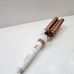 White/Rose Gold Double Ceramic 3-Barrel Curling Iron Hair Waver (Conair)

