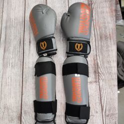 Kids Boxing Gloves & Shin Instep Guard Set MMA  