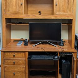 Wood Computer Desk With Hutch 