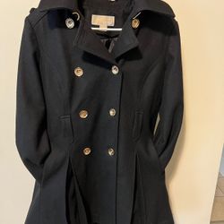 New NWT Michael Kors Dark Grey Women's Wool Blend Coat Jacket Belt Peacoat Winter  Size 10