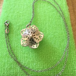Lotus Flower Pendant And Necklace 925 Silver