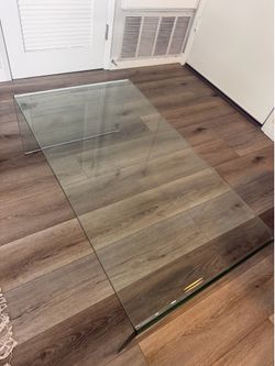 Curved waterfall glass table 3 feet & 3 inches by 1 foot 10 inches