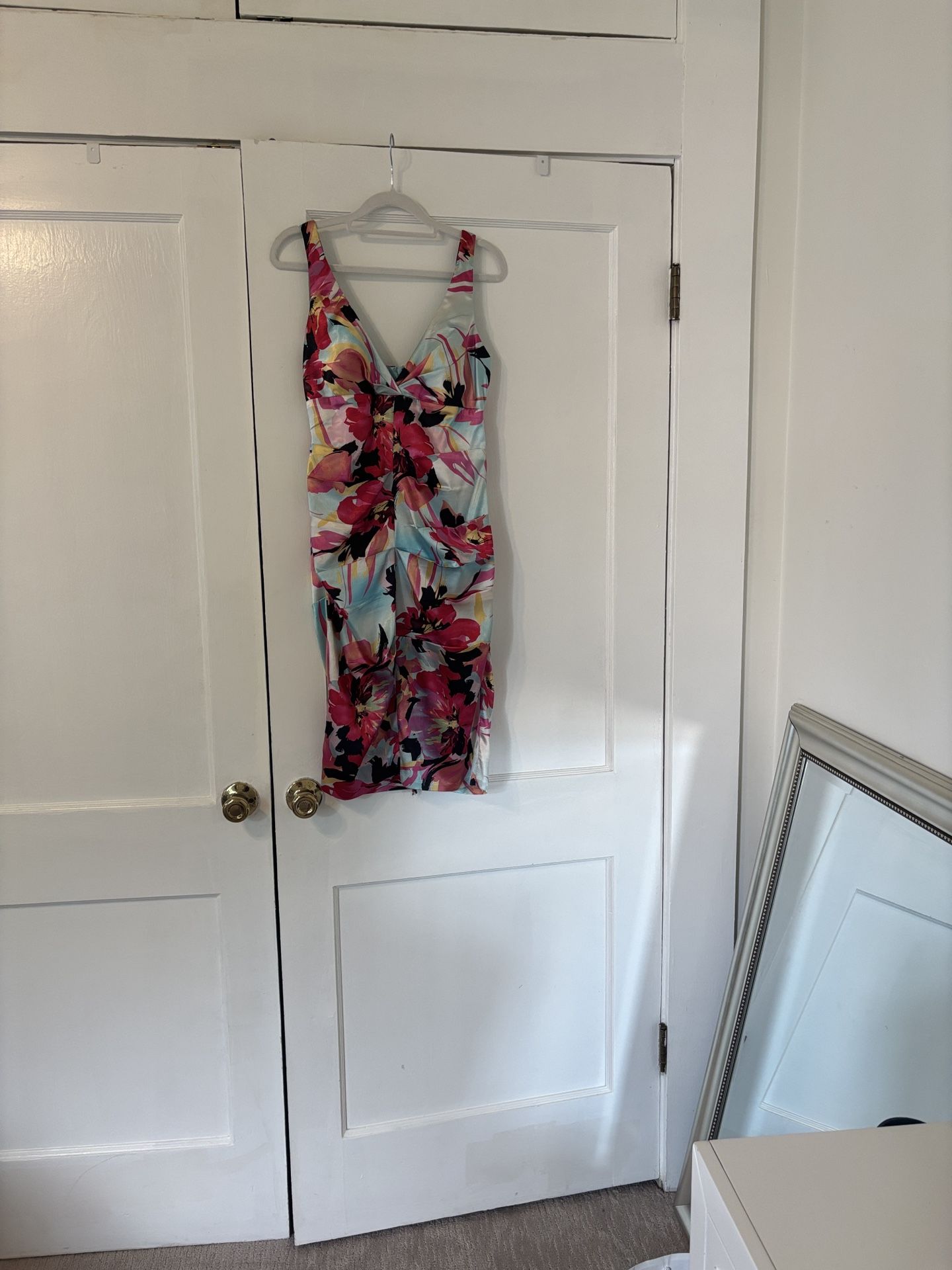 Cache silk flower fitted dress