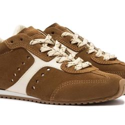 Stella Sneaker In Russet Suede And Ivory Leather 7.5