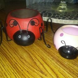 2) Lady Bug Tabletop Candle Holders! 