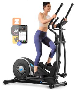 MERACH Elliptical Exercise Machine for Home Use, Elliptical Machine with Hyper-Quiet Magnetic Drive System, 16-Level Resistance Adjustment, 15.5IN Str