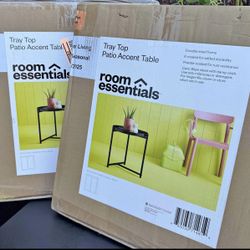 2 Room Essentials Outdoor Steel Round Side Table Tray Top End Side Table