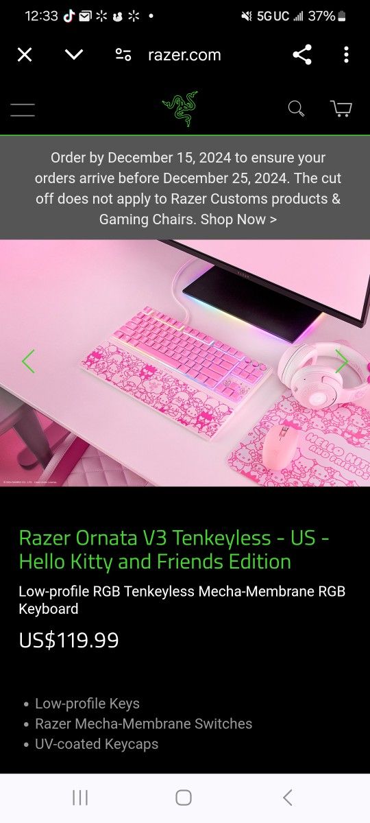 Razer Ornata V3 Tenkeyless - US - Hello Kitty and Friends Edition