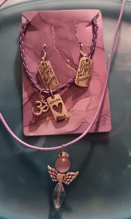 Pink And Purple Angel Jewelry Set