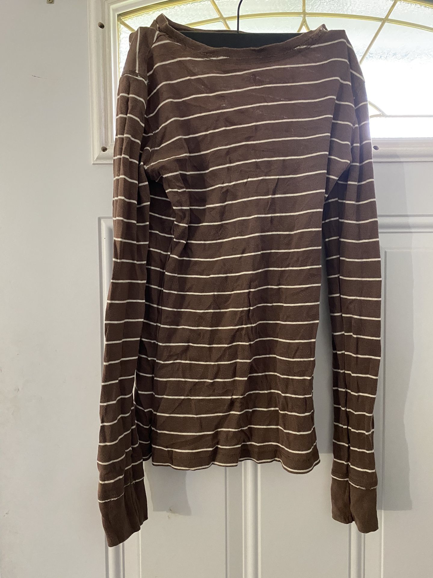 Brown Striped Charlotte Russe Small Long Sleeve Shirt