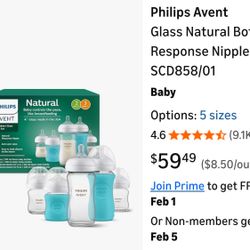 Philips Avent Glass Natural Bottle with Natural Response Nipple, Baby 