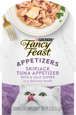 Purina Fancy Feast Appetizers, Skipjack Tuna & Sole, 1.1 oz trays, 10-Pack
