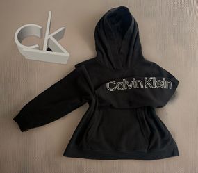 Calvin Klein Cropped Hoodie Women's Black Metallic Logo  NEW  XL
