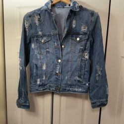 BP Nordstrom Women’s Distressed Denim Jean Jacket Pockets Size XXS