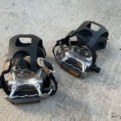 JG Toe Clip Bicycle Pedals With Straps