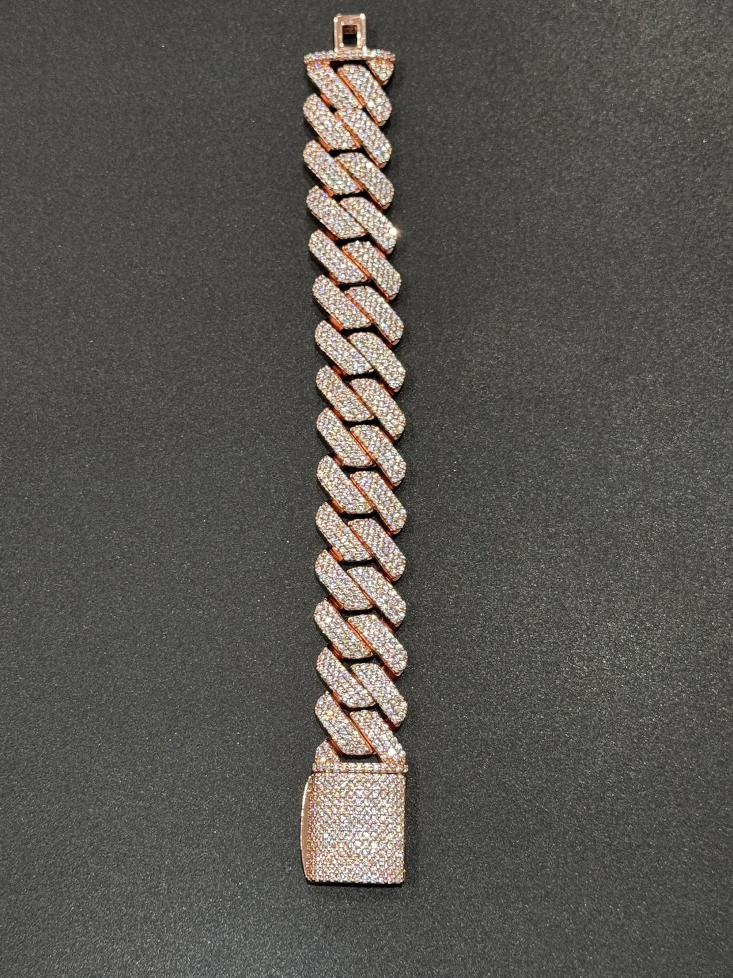 VVS 1 Moissanite Rose Gold Cuban Bracelet 