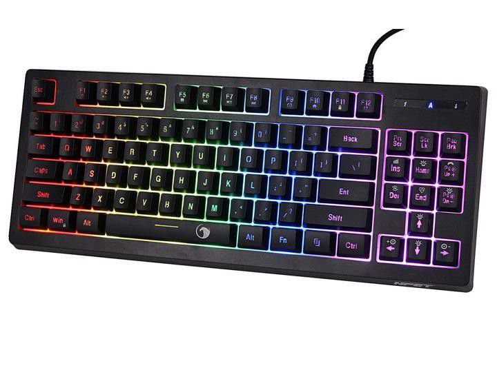 NPET 87 Keys RGB Backlit Gaming Keyboard, G10 Professional Wired Membrane Keyboard Compatible PC/Laptop/Desktop/Computer