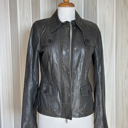 VINCE; DARK Leather Woman’s Jacket Size D