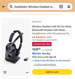 Soothielec Wireless Headset with Mic