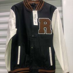 Ring Of Fire Varsity Jacket Leather Size (Medium)