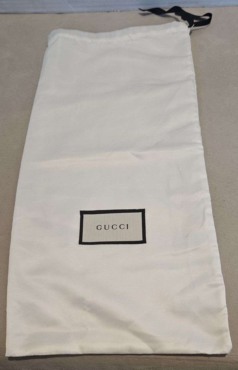 NEW Authentic GUCCI Logo Satin Shoe Dust Storage Bags 17" x 8" Black Ribbon