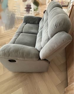 Gray Reclining Loveseat – 2-Seat Manual Recliner Sofa, Soft Fabric