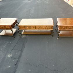 Vintage Set - Coffee Table And Side Tables X 2