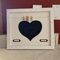 Chalk Heart Shabby Chick With Mini Clothes Pins 