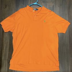 Ralph Lauren Orange Polo Shirt Like New Large L Mens 