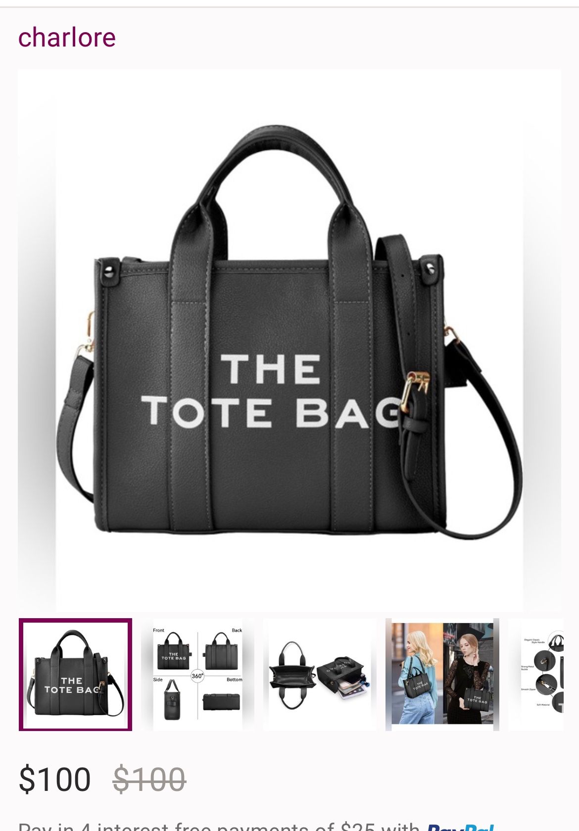 The Leather Tote Bag For Women-Charlore. Medium Size