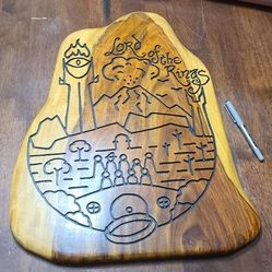 Lord of the Rings Hand-Carved Mesquite Wood Sign – Tolkien Inspired – One of a Kind