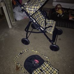 Like New Kids Baby Doll Fold Up Stroller With Diaper Bag And Play Bottle Everything For $25 Firm