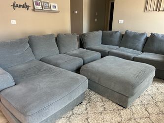 Large Gray Sectional Sofa with Ottoman