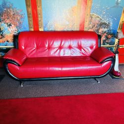 PRICE DROPPED! Black And Red Leather Furniture Set For Sale. $550 OBO Need gone ASAP
