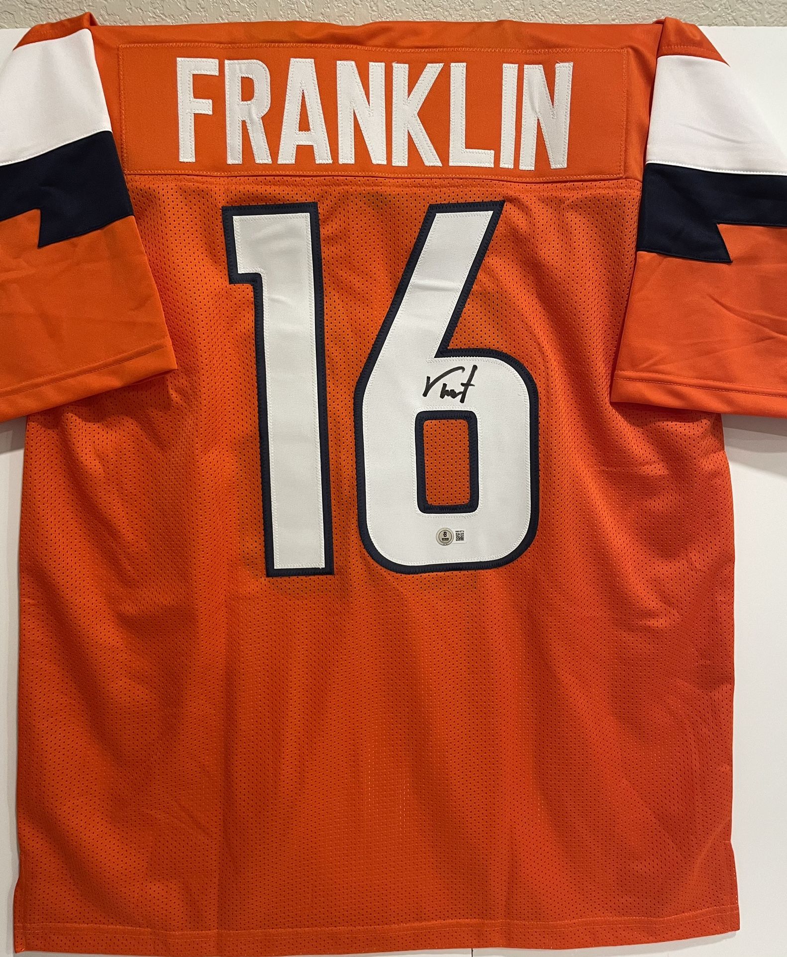 TROY FRANKLIN AUTOGRAPHED SIGNED DENVER BRONCOS CUSTOM XL JERSEY BECKETT