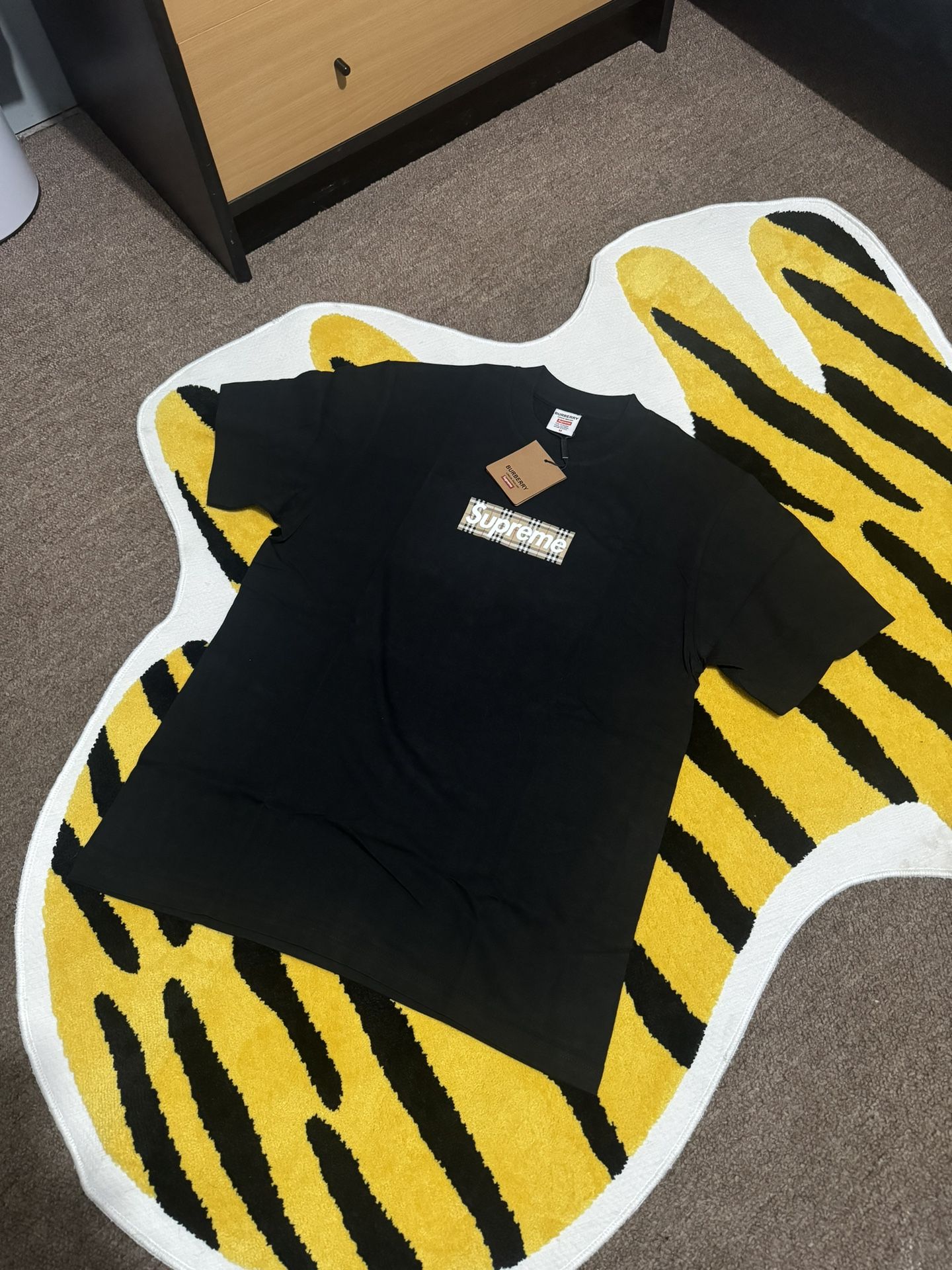 Black Supreme Burberry Box Logo Tee