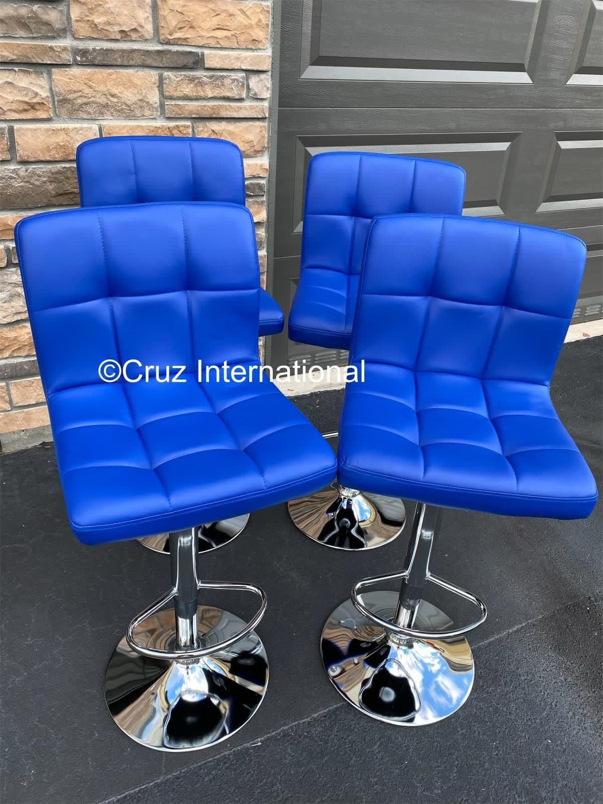 New 4 Blue Bar Stools